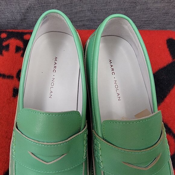 Men's Marc Nolan Adler Green Ombré Patent Leather Penny Loafers Size 8 - Picture 8 of 9